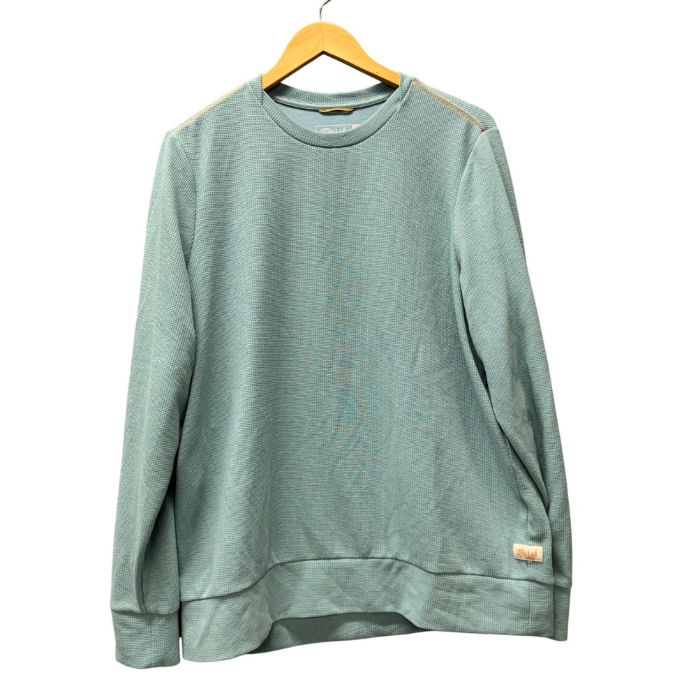 Marsh Wear Sweatshirt Womens XL Waffle Knit Blue Tyber Pullover Coastal